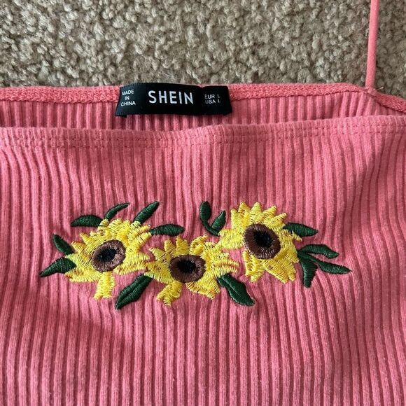 SHEIN Floral Embroidered Crop Cami Top Large - Picture 9 of 16